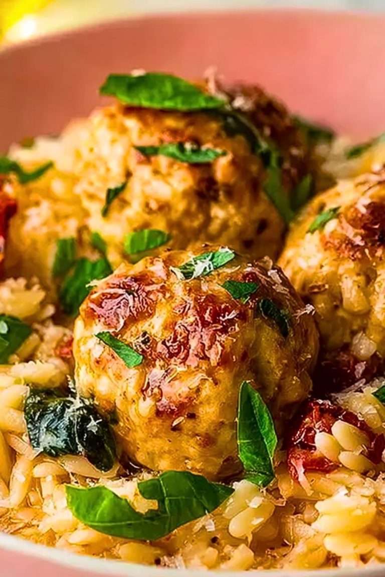 Juicy Marry Me Chicken Meatballs Orzo - Cook Craze